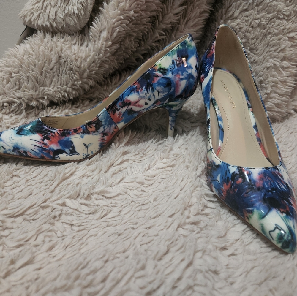 Marc Fisher Pointed Toe Floral Heels